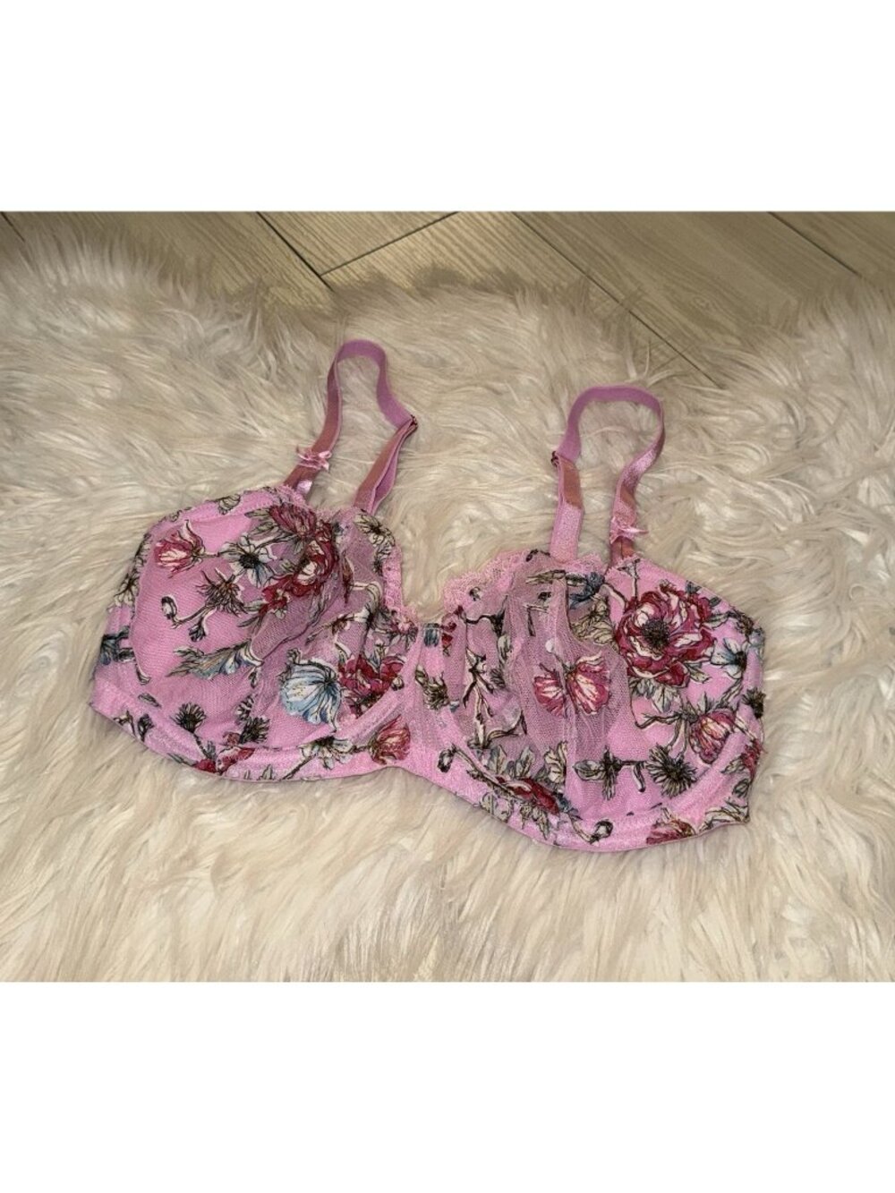 Victorias Secret Dream Angels Push Up Without Padding Bra Floral UW 36DD Pink